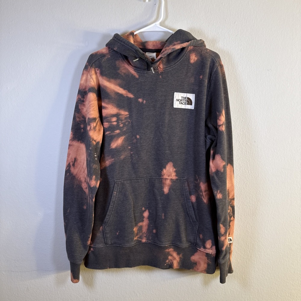 The North Face Gray‎ Pullover Hoodie Mens L Sweatshirt Activewear Y2K Tie Dye